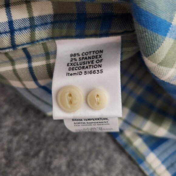 LL Bean Stretch Oxford‎ Shirt Men L Slim Fit Multicolor Scotch Plaid Long Sleeve - Picture 6 of 7